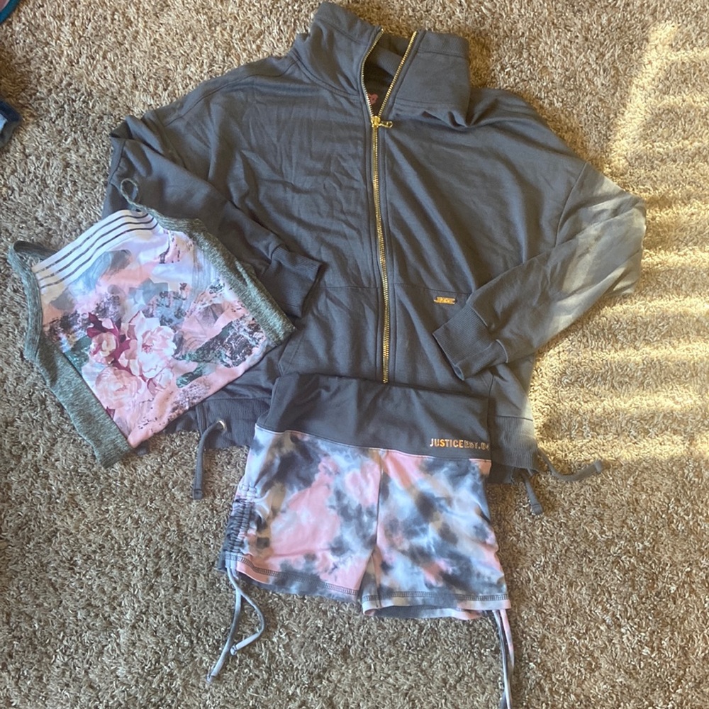3 piece girls size 8 bundle. Jacket, shorts and leotard
